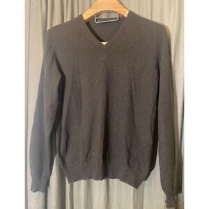 Men V-Neck Sweater Dark Gray (mushroom) Long Sleeve Pullover Knit Size by Sisley